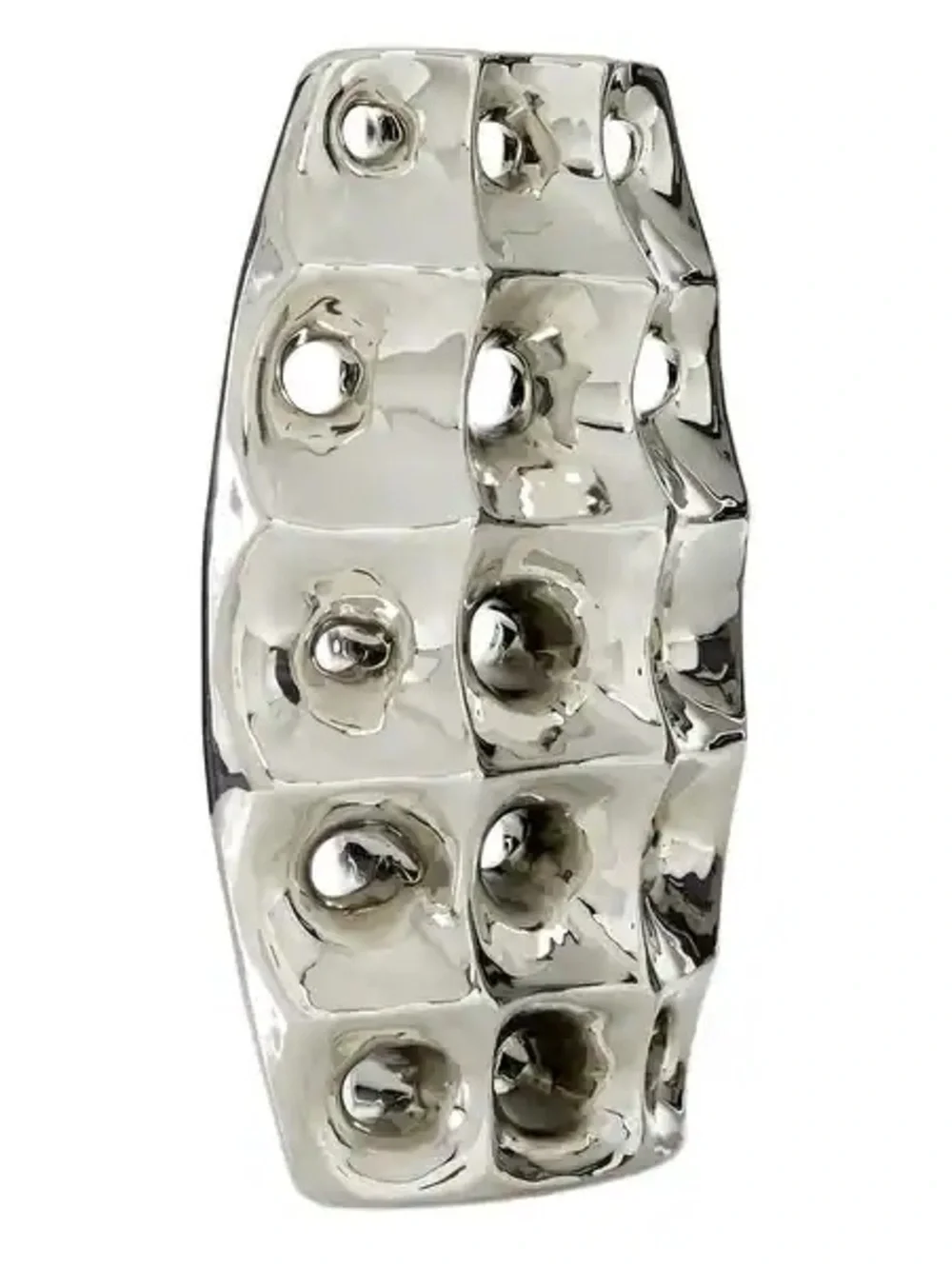 Z Gallerie Silver Vortex Vase 19” Modern Glam Textured Ceramic Decor